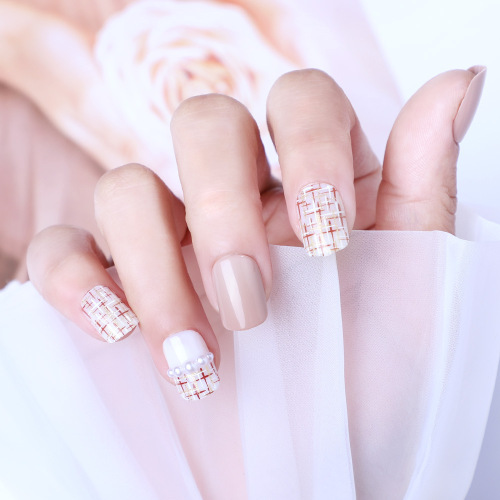 customized little red book nail beauty piece finished pearl hand-worn nail display white seamless soft armor