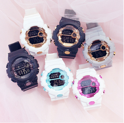 Fashionable Pure White Gold-Plated Casual Watch Men's and Women's New Korean-Style Fashionable Multi-Functional Waterproof Luminous Electronic Watch