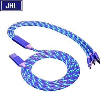 Streamer Charging Cable Three-in-One  Fast Charge Night Club Lamp Wind Mobile Phone Accessories Led Light Charging Cable.