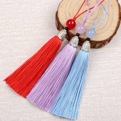 Factory Wholesale Small Tassel Ears Chinese Knot Pendant Tassel String Beads Small Tassel Ice Silk Tassel Fringe