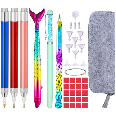 Diamond Painting Tool Set Cross Stitch Spot Drill Kit Diamond Brush Luminous Diamond Painting Spot Drill Rhinestone Pen