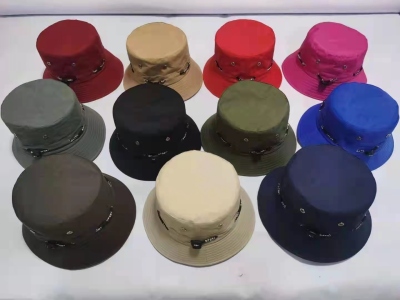 Middle-Aged and Elderly Bucket Hat Drawstring Bucket Hat Outdoor Sun Protection Sun Hat Spring and Summer Thin Duster Dust Hatstock