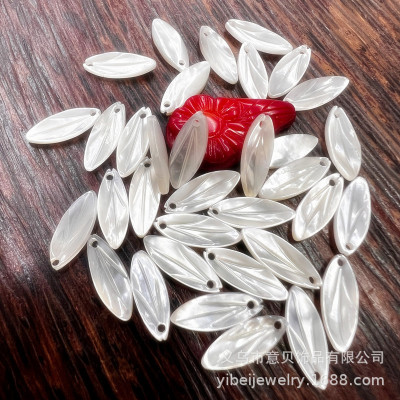 Carved Bells of Ireland White Dish Shell 5x13mm Leaves Ornament Scattered Beads DIY Headdress Accessories Wholesale