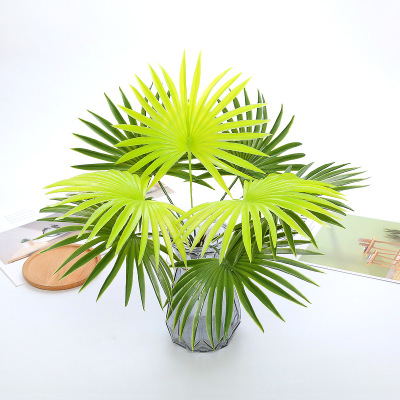 New Simulation Plants Green Plants Potted Plant Wall Decorative Plant Flower Arrangement Materials Plastic 8 Fork Palm Leaf Fan Tail Sunflower Leaf