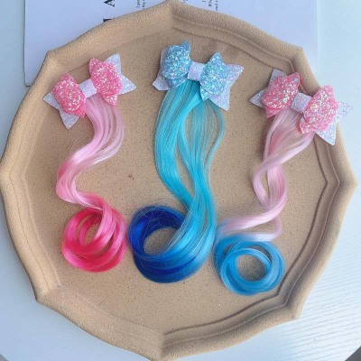 Children's Hair Bow Wig Braid Cute Girl Princess Colorful Hair Braiding String Barrettes
