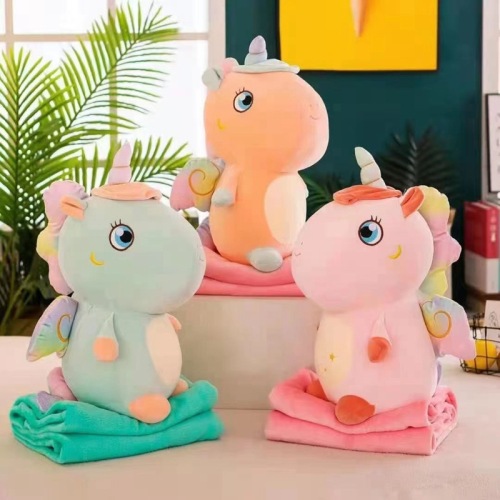 Station Unicorn Airable Cover Plush Toy Cute Ragdoll Office Lunch Break Pillow Pillow and Blanket Plush Toy