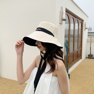 2022 New Style Fisherman Hat Women 'S Korean Style Japanese Style All-Matching Big Brim Sun-Proof Leisure Travel Photography Fashionable Fisherman Hat