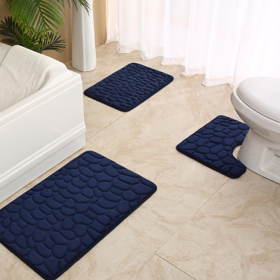 Sponge Bathroom Non-Slip Mat Three-Piece Set Pebble Carpet Mats Entry Door Bathroom Mats Toilet Absorbent Mat