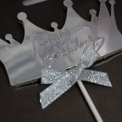 Exquisite Crown Bow Ins Style Photo Beautiful Happy Birthday Decoration Cake Plug-in