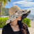 Summer Vinyl Polka Dot Bow Sunhat Female Hollow-out Straw Hat UV Protection Big Brim Face-Covering Sun Bucket Hat