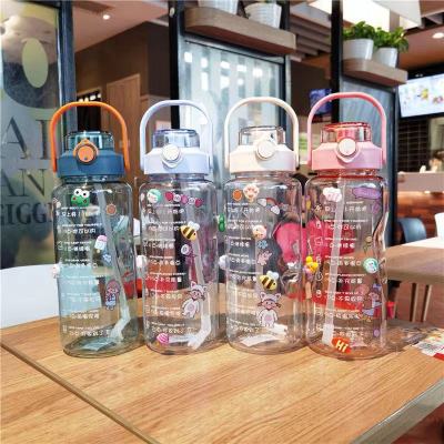 1500ml Big Belly Cup Large Capacity Plastic Water Cup with Straw Female Student Good-looking Drop-Proof and Portable Internet Celebrity Kettle