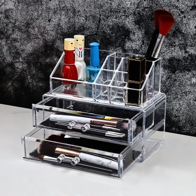 W29-8013 Transparent Cosmetics Storage Box Desktop Drawer Skin Care Products Makeup Brush Dresser Acrylic