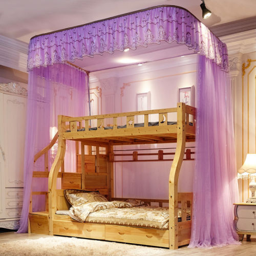 Children‘s Bed Mosquito Net U-Shaped Track Rail Upper and Lower Bunk High and Low Bed Household 1.2 M 1.35 M1.5 Bed