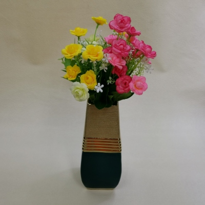 Golden Green Glaze Simple Ceramic Flowerpot Decoration