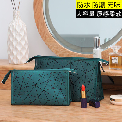 Factory Direct Sales Rhombus Cosmetic Bag Women's Portable Toiletry Bag Travel Carry-on Large-Capacity Cosmetics Storage Bag