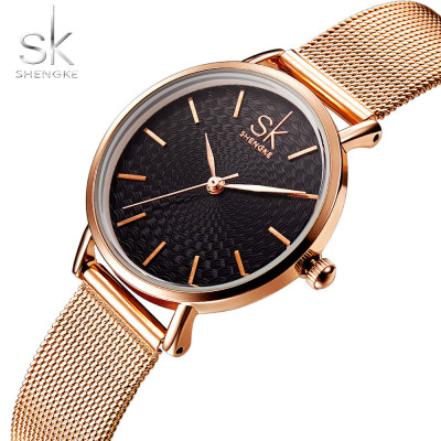SK Cross-Border Women's Watch Fashionable Simple Waterproof Ultra-Thin Mesh Quartz Watch Large Dial Wholesale 0006