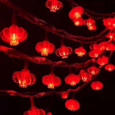 New Year Celebration Red Lantern LED Lighting Chain Festival Ornamental Festoon Lamp