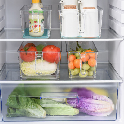 Refrigerator Box Pet Large Food Finishing Box Transparent Rectangular Refrigerator Storage Crisper with Handle