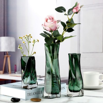 Transparent Glass Irregular Dining Table Vase Entry Luxury Home Living Room Decorative Colorful Vase Sample Room Decoration Simple
