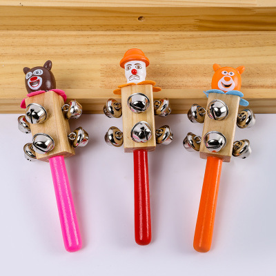 Cartoon Animal Rattle Children Inspired Musical Instrument Children's Percussion Instrument Bar Bell Rattle Wooden String Bell Early Education Teaching Aids