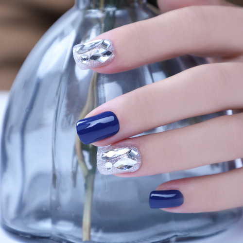 wearing nail patch blue sea legend haze blue smudges ice transparent nail sheet