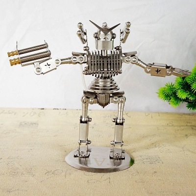 Metal Robot Model Crafts Handmade Stainless Steel Hands and Feet Can Move Children's Gift SMG Robot