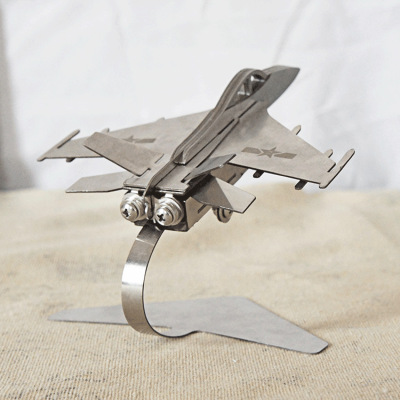 Metal Bayi Fighter Model New Products in Stock Fine Workmanship Stainless Steel Cutting Ornaments SMG Fighter