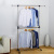Wholesale Single Pole Coat Hanger Floor Stainless Steel Double Layer Telescopic Clothes Rail Mobile Hanging Clothes Rack