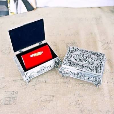 Alloy Retro Necklace Ring Rectangular Printed Jewelry Box European Jewelry Box Metal Craft Treasure Box 2075