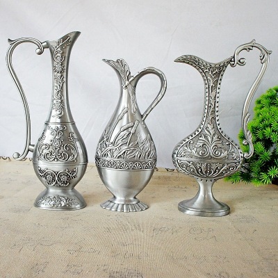 Vase Metal Crafts Ancient Tin Retro Furnishings Decorations Precision Production Metal Texture Opening and Stay Gifts