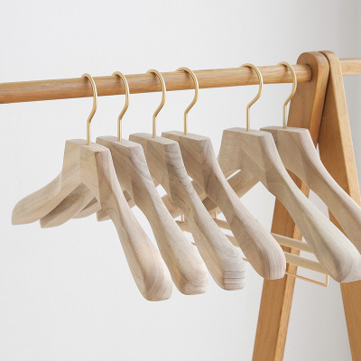 Camphor Wood Clothes Hanger Clothing Store Home Clothes Hanger Wooden Anti-Slip Clothes Hanger Coat Solid Wood Japanese Clothes Hanger Wholesale