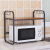 Iron Wood Structure Kitchen Microwave Oven Storage Rack Multifunctional Storage Rack with Hook Organizing Rack