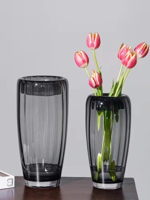 Modern Light Luxury Transparent Glass Vase Flower Arrangement Vase Ornaments Home Living Room TV Cabinet Simple Dining Table Decorations