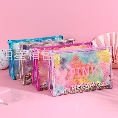 New Foreign Trade Popular Style PVC Cosmetic Bag Laser Dusting Powder Large Capacity Waterproof Wash Bag Wholesale
