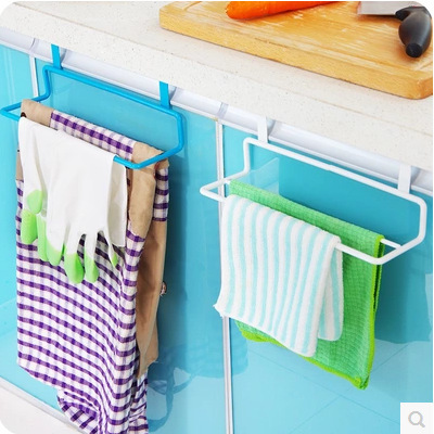 Kitchen Multi-Purpose Double Rod Door Back Towel Rack Nail-Free Traceless Cabinet Rag Rack Bathroom Debris Racking