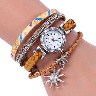 Factory in Stock Small Dial Quartz Watch Women's Pu Thin Strap Woven Bracelet Watch Wish Foreign Trade Popular Style Women's Watch