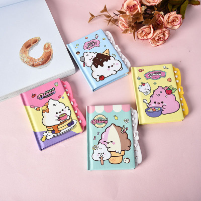 [Xiaoke] Korean Style Small Button Password Lock Notebook Cute Cartoon Mini Diary Children Gift Stationery