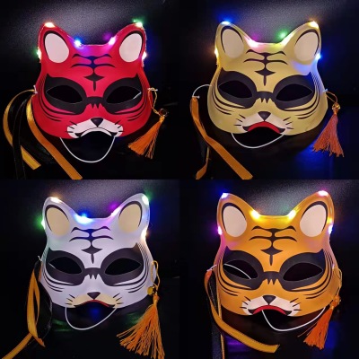 New Glowing Tiger Mask Wholesale Net Red Fox Cat Mask Night Market Stall Funny Ball Ecat Mask