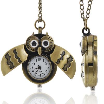 Factory Wholesale Necklace Gift Quartz Watch Pocket Watch Creative Cartoon Children Watch Retro Owl Pocket Watch
