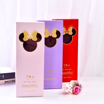 Factory Wholesale Cartoon Mouse Golden Transparent Window Gift Box Soap Bouquet Flower Festival Gift Box