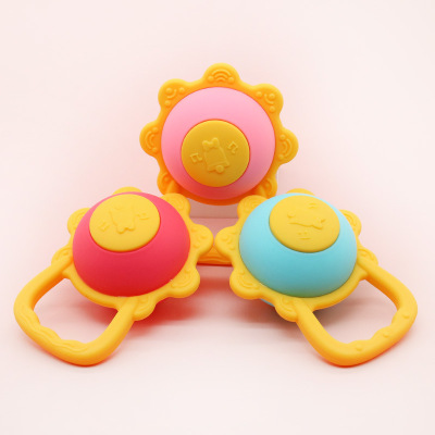 Hand-Held Sun Drum Baby Teether Molar Rod Baby Toy with Ringing Bell Luminous Bite