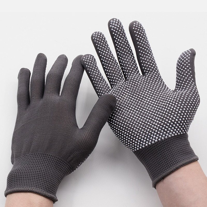 Labor Protection Gloves Nylon Cotton Gloves with Rubber Dimples Non-Slip Gardening Gloves Bead Gloves Work Protection Cotton Gloves Wholesale