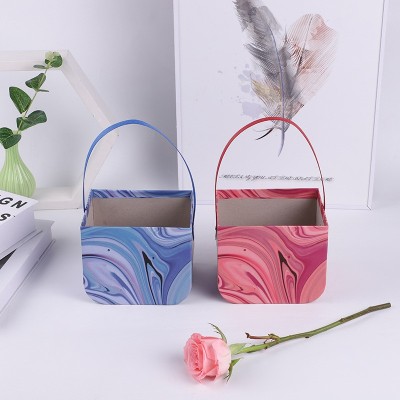 Creative Portable Special-Shaped Bouquet Packaging Gift Box Festival Home Decoration Flower Arrangement Gift Water Ripple Paper Basket