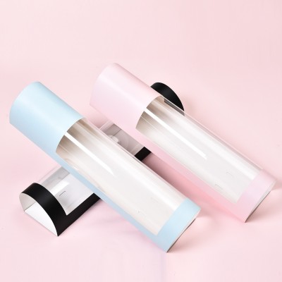 Hot Selling Semi-Cylindrical Valentine's Day Gift Box Showcase Portable Hug Box Bouquet PVC Transparent Packaging Box