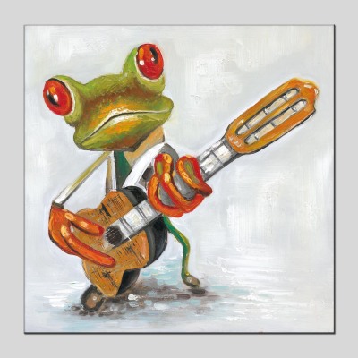Guitar Frog Oil Painting Animal Frameless Painting Hotel Inkjet Printing Apartment with Decorative Painting Oilpainting