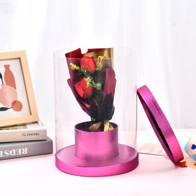 Qixi Hot Sale Bouquet Transparent round Box Flower Arrangement Flower Box Creative Bouquet Packing Boxes