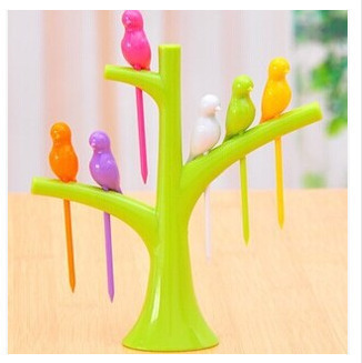 Creative Fashion Treetop Bracket Bird Fruit Fork Set Environmental Protection Easy to Place Fruit Toothpick
