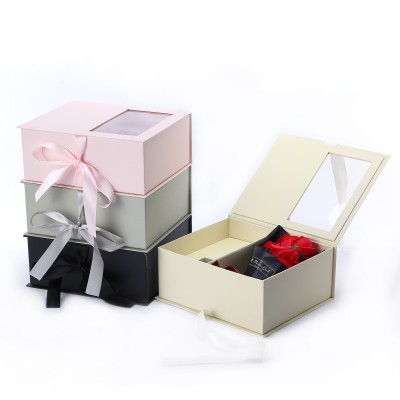 Valentine's Day Flower Box Surprise Flower Gift Box Wedding Gift Window Rose Gift Box Preserved Fresh Flower Packaging