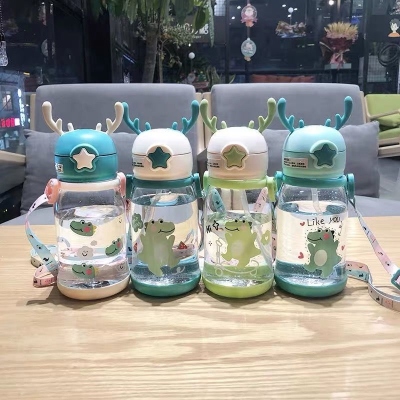 Children's Straw Cup Kindergarten Summer Cup for School Anti-Fall Cute Large-Capacity Water Cup Good-looking Small Girly Bottle