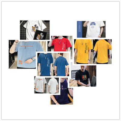  New Fashion Short-Sleeved T-shirt Men's  Summer Cotton Loose Half Sleeve Top Clothes Men's T Low Price Tail Goods Clear